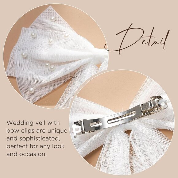 🆕Women White Clip Bachelorette Party Decorations Pearl Bow Accessories - Picture 5 of 9